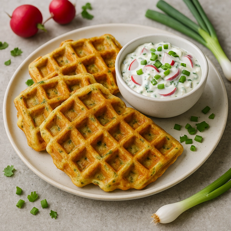 Waffel mal anders - herzhaft und mit Radieschen Dip!